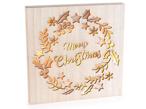 Carved wooden picture with LED light to hang-stand