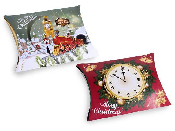 Paper pillow box with Xmas Time Christmas print