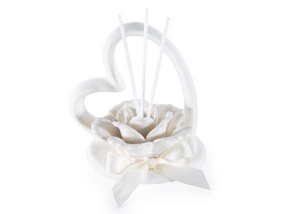 Porcelain heart with rose and fragrance stick