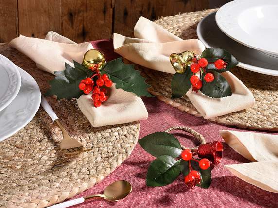 Mini garland napkin ring and package seal with berries