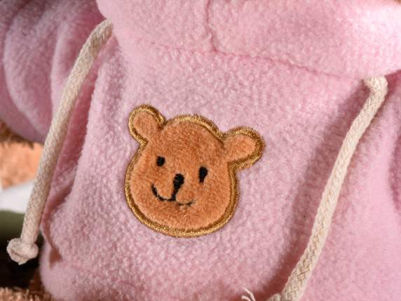 Plush teddy bear with colored sweatshirt