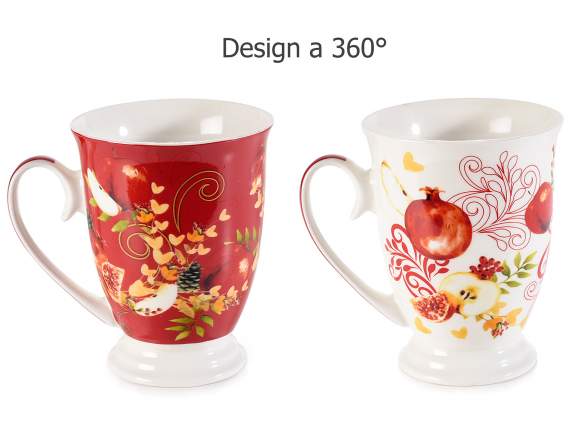 Porcelain mug with Pomegranate print
