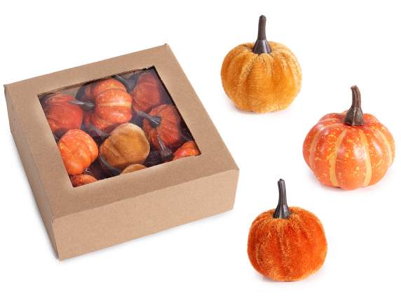 Box of 9 decorative artificial pumpkins