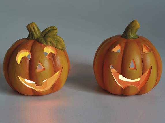 Pumpkin tealight candle holder in colored ceramic