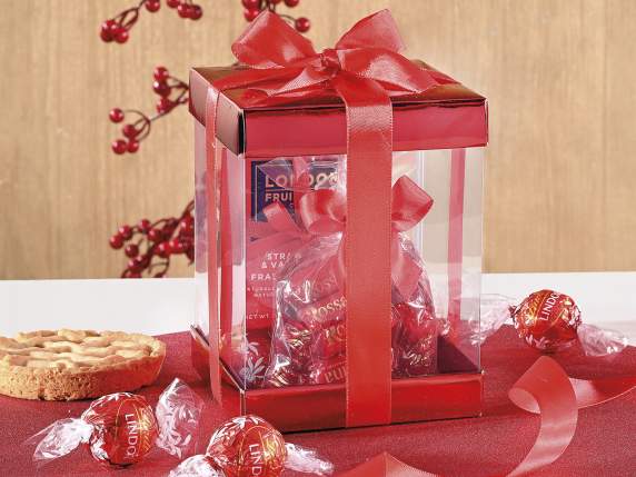 PVC box with lid and paper base with bow