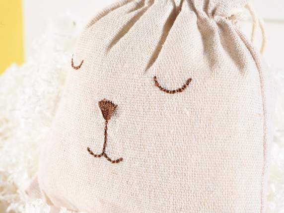 Fabric rabbit treat bag with ears and tie