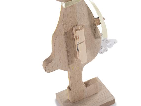 Decorative wooden bunny with photo holder clip