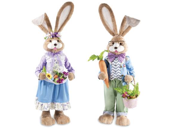 Large faux fur rabbit with fabric dress and carrot