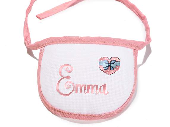 Fabric doll with removable and embroiderable apron