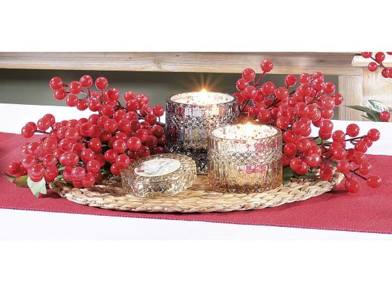 Artificial red berry centerpiece fascinator