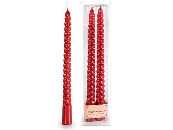 Box of 2 red torchon candles