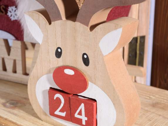Reindeer Wooden Perpetual Calendar with Removable Dice