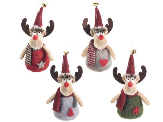 Cloth Christmas reindeer with hanging bell