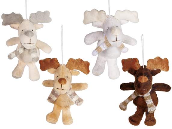 Plush Reindeer with Knitted Scarf to Hang