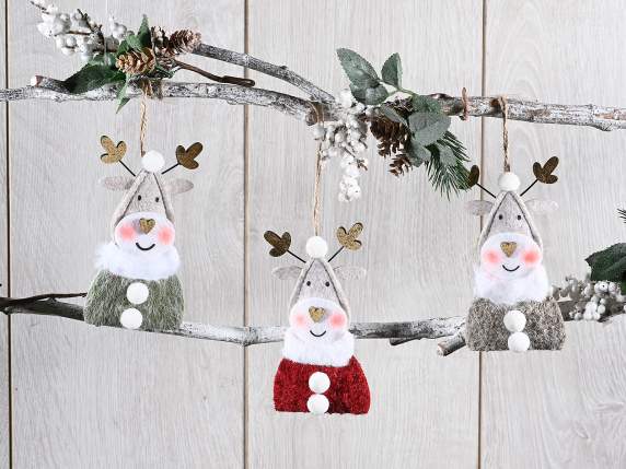Hanging fabric reindeer with eco-fur scarf