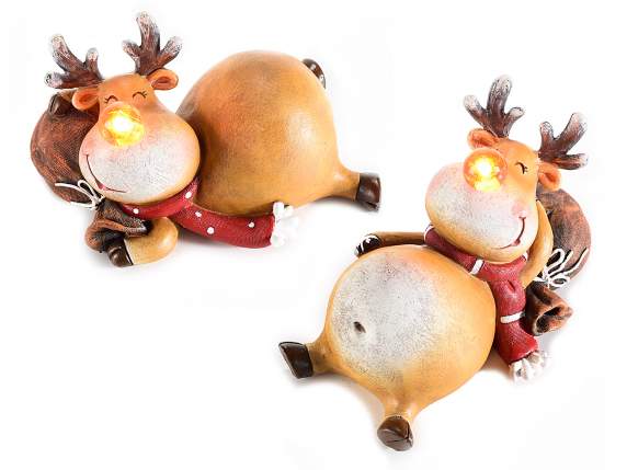 Standing resin reindeer with luminous nose