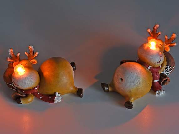 Standing resin reindeer with luminous nose