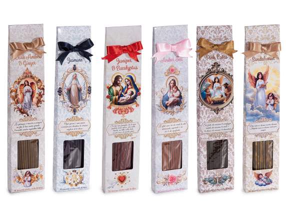 Conf. 30 incense sticks sacred print with wooden holder