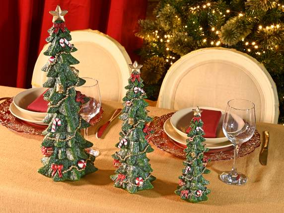 Set of 3 Christmas trees in resin with frosted effect