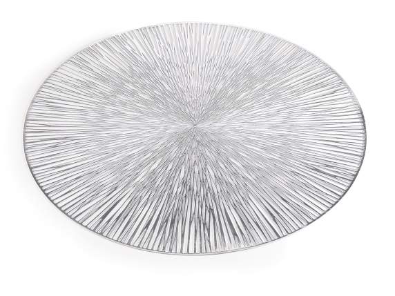 Round carved silver colored placemat