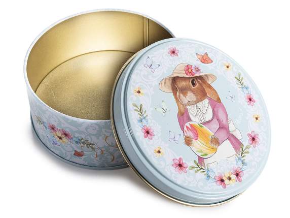Round metal box with Easter print