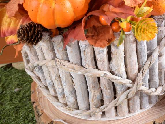 Set of 2 wooden log baskets with internal fabric