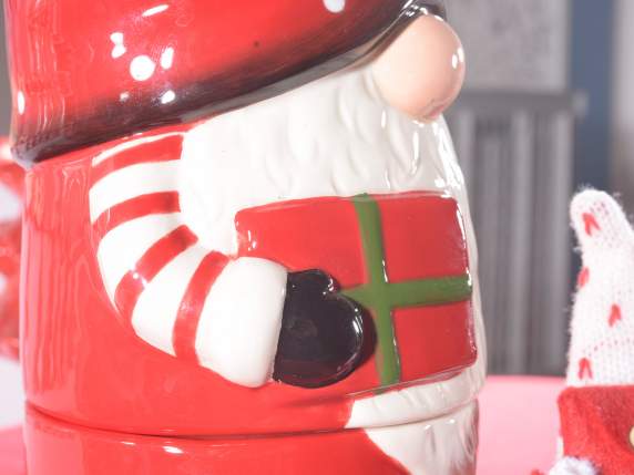 Set of 2 Santa Claus stackable cups in colored ceramic