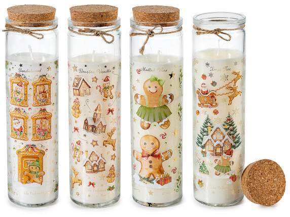 Scented candle in a glass jar with a cork stopper