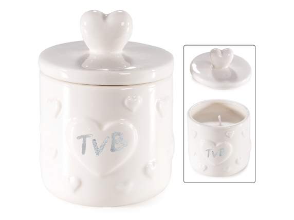 Scented candle in porcelain jar with lid tvb