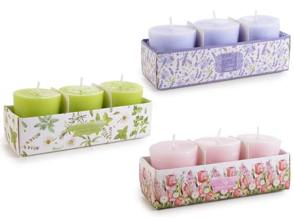 Box with 3 scented and colored candles Herbs - Chamomile