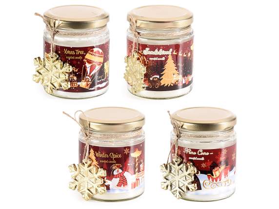 Christmas Park scented candle in glass jar on display