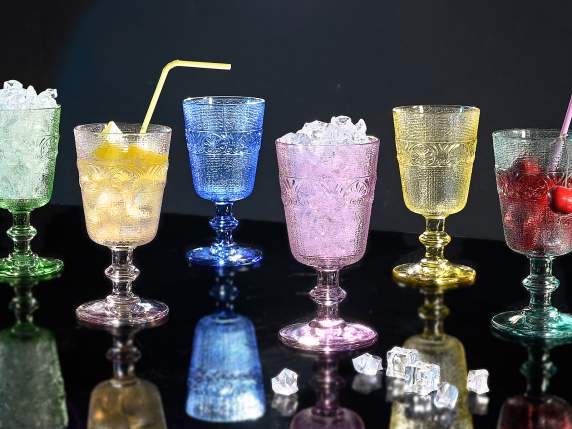 300ml worked and colored glass goblet