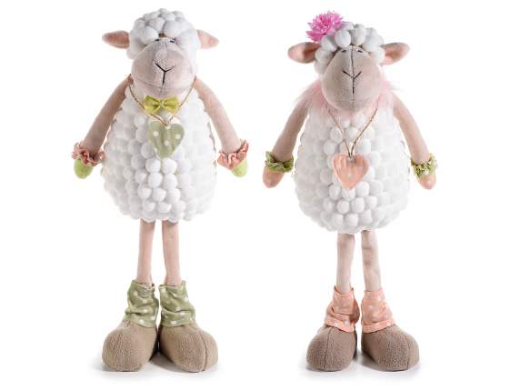Large sheep in soft fabric with heart pendant