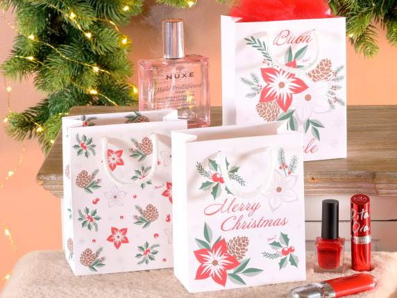 Small paper bag - envelope with Christmas stars with handles