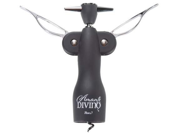 Stainless steel wine corkscrew with printed card
