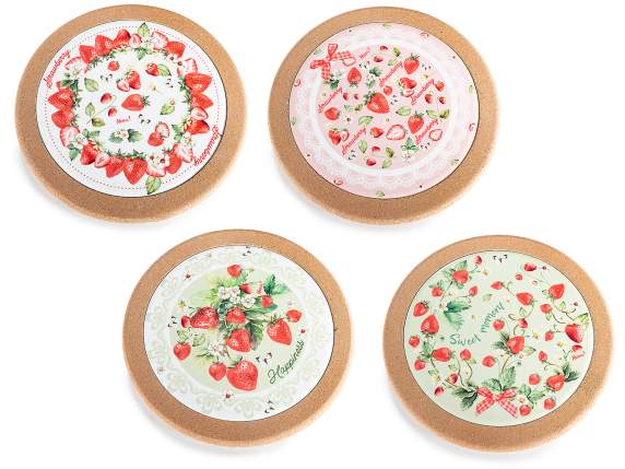 Ceramic trivet with print, relief and cork base