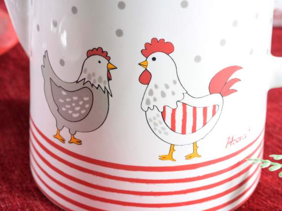 900ml ceramic teapot with lid and chicken decorations