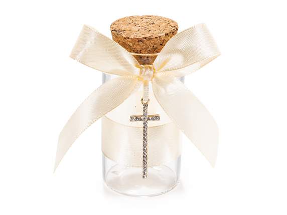 Test tube with cross charm and bow