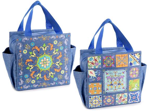 Thermal bag - lunch bag with side pockets, handles and zip
