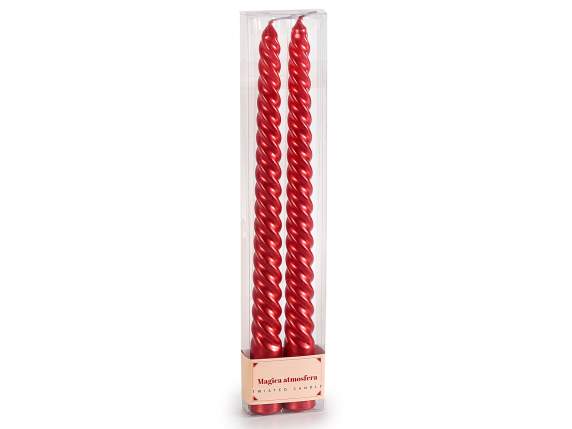 Box of 2 red torchon candles