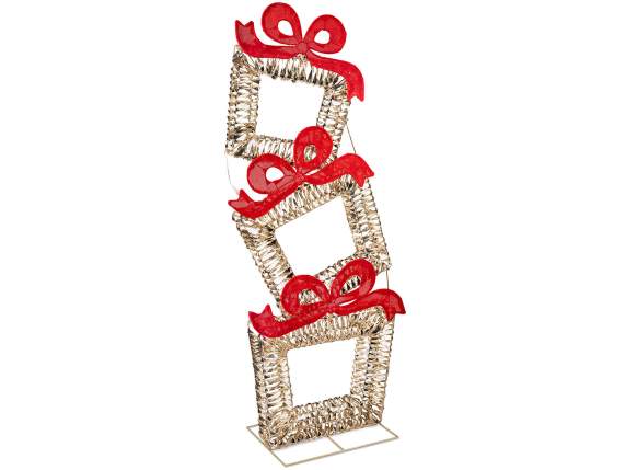 Metal core gift box tower with LED lights