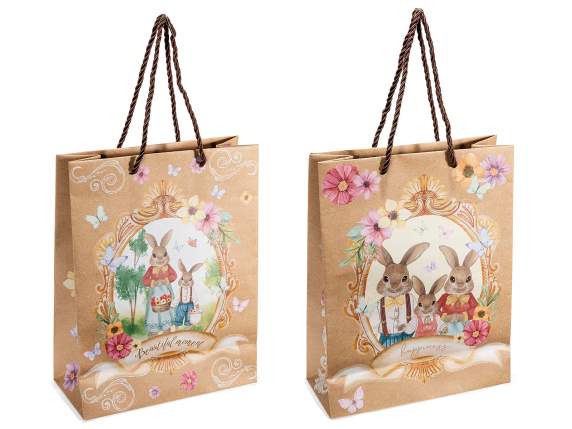 Medium kraft paper bag - envelope with rabbits and window