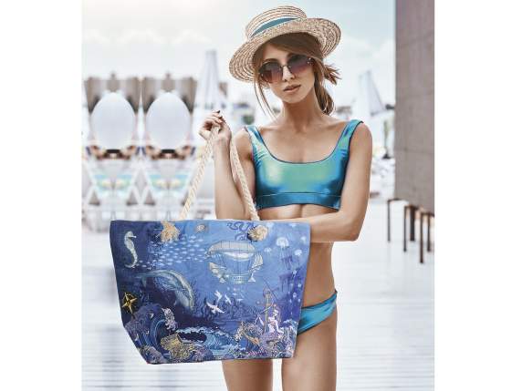 Fabric beach bag with Viaggio rope handles