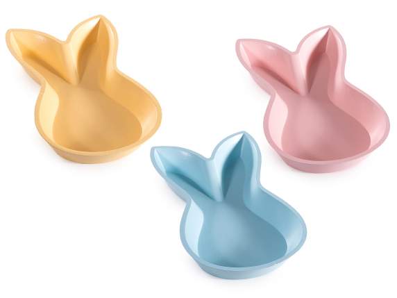 Colorful wooden tray in the shape of a rabbit with ears