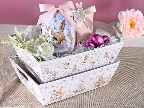 Paper tray - basket with handles and bunny print
