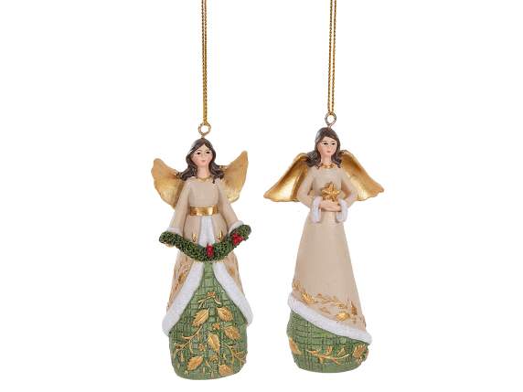 Hanging resin angel with gold details
