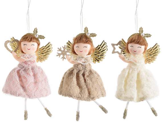 Angel with lace and tulle dress to hang