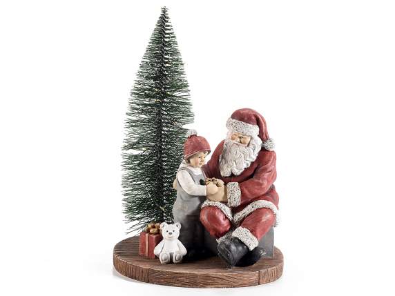 Christmas tree with Santa and child in resin and LED lights