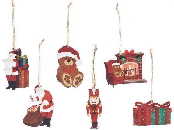 Display 60 Christmas fairy tale wooden decorations to hang