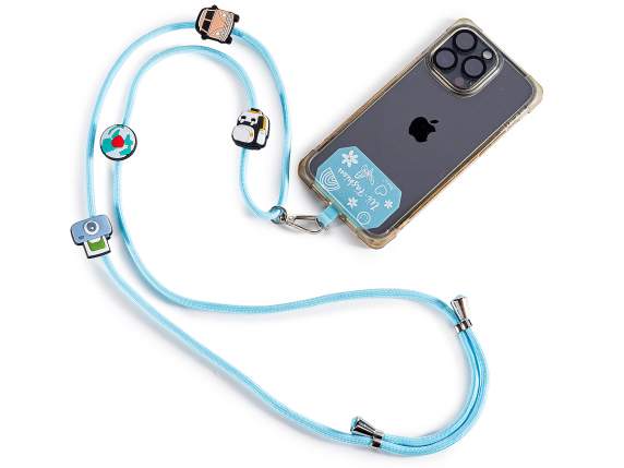 Fabric lanyard with decorations and smartphone plaque